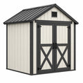 Gartenhaus 183 x 122 x 204 cm Kunststoff Weiß Schwarz mit Doppeltür im Landhausstil