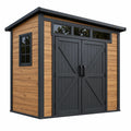 Gartenhaus 200 x 150 x 210 cm Holz Metall Braun Schwarz Gerätehaus mit Doppeltür