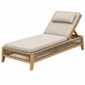 Sonnenliege 200 x 75 x 90 cm Holz und Kordel Beige Naturholz - verstellbare Gartenliege im modernen Stil