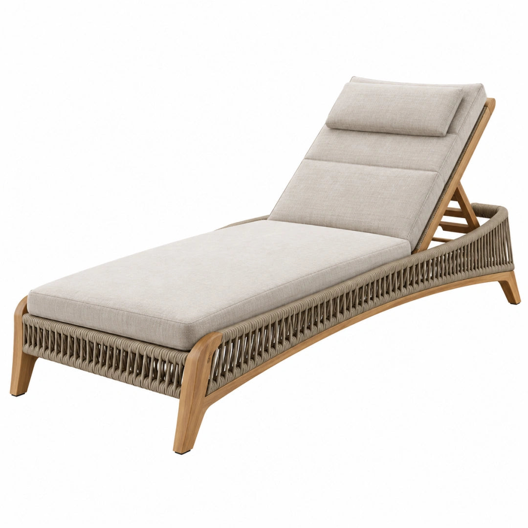 Gartenliege 200 x 75 cm Holzgeflecht Beige mit verstellbarer Rückenlehne