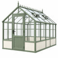 Gewächshaus 240 x 180 x 240 cm Metall und Glas Grün viktorianischer Stil mit Dachfenstern