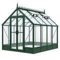 Gartengewächshaus 368 cm 244 cm 290 cm Metall und Glas dunkelgrün mit Doppeltür und Dachfenstern