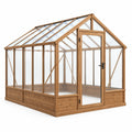 Gewächshaus 240 cm x 180 cm x 230 cm Holz Braun Transparent mit Satteldach und Tür
