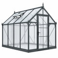 Gewächshaus 190 x 130 x 200 cm Aluminium Anthrazit mit Polycarbonatplatten und Dachfenster
