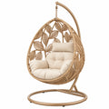 Hängesessel 105 x 105 x 195 cm aus Rattan in Natur mit Metallgestell im Boho-Stil