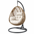 Hängesessel 105 x 105 x 195 cm Rattan Beige mit Metallgestell Schwingstuhl