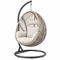 Hängesessel 105 x 105 x 195 cm Beige Schwarz Geflecht mit Metallgestell Boho
