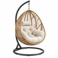 Hängesessel 105 x 105 x 195 cm aus Polyrattan Natur mit Stahlgestell Schwarz für Innenbereich