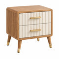 Nachttisch 45 x 40 x 55 cm Holz Braun Creme mit 2 Schubladen Retro-Stil