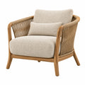 Sessel 76 x 80 x 80 cm Beige Naturbraun mit Holzgestell und Kordelgeflecht im natürlichen Stil