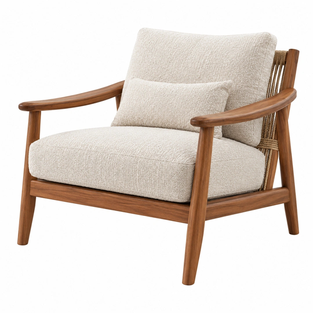 Sessel 75 x 80 x 85 cm Holz Textil Cremebraun Wohnzimmer Retro