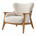 Sessel 75 x 85 x 100 cm mit Bouclébezug Creme und Holzgestell modern