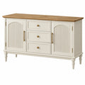 Sideboard 150 x 40 x 85 cm Holzwerkstoff Weiß Natur mit 3 Schubladen und 2 Türen
