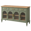 Sideboard 160 x 45 x 90 cm Holz und Glas Grün für Esszimmer im Landhausstil
