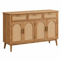 Sideboard 160 x 45 x 90 cm aus Holz mit Rattangeflecht braun mit Schubladen im Naturstil