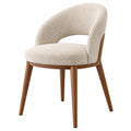 Polsterstuhl 60 x 58 x 78 cm Strukturstoff Creme Holzgestell Modern
