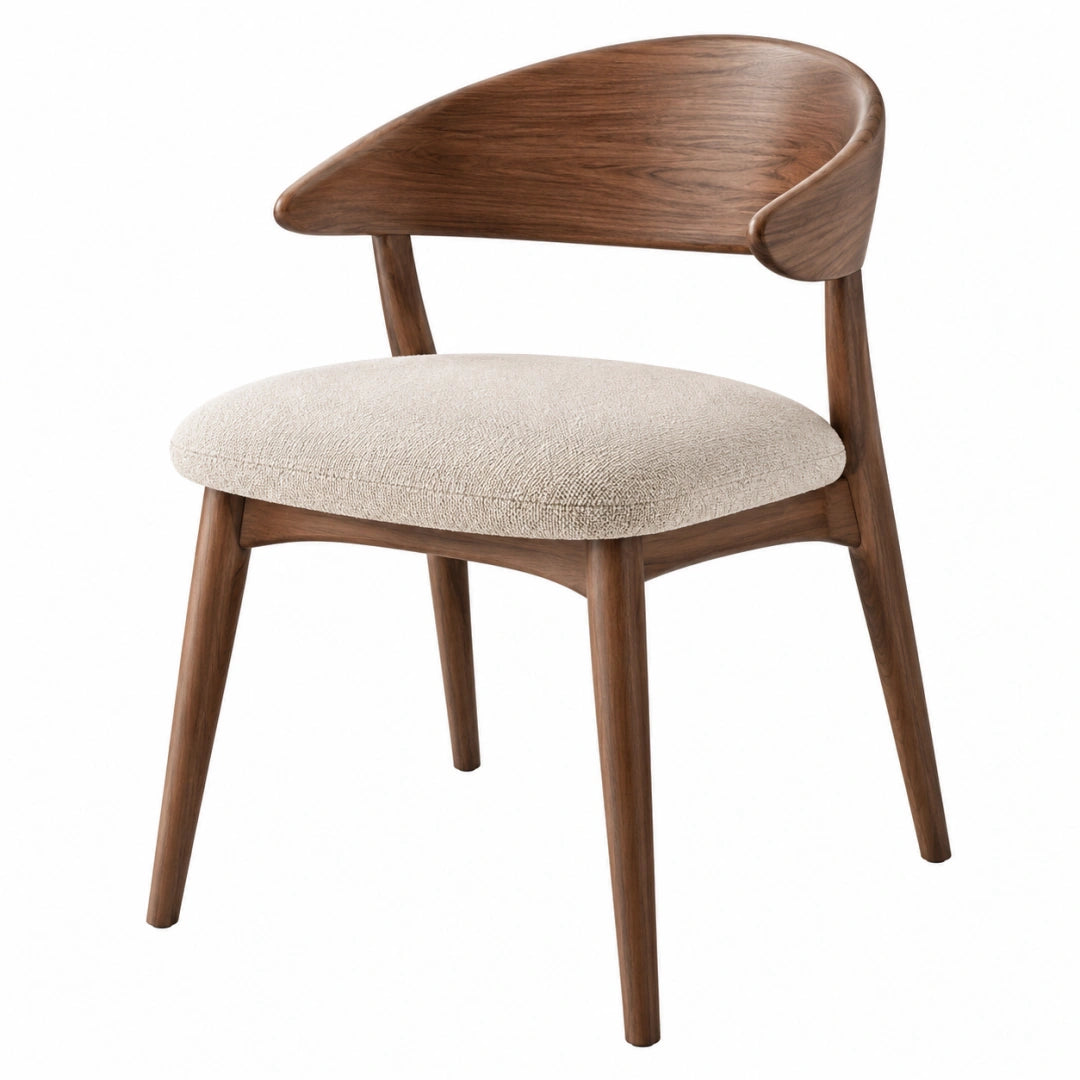 Esszimmerstuhl 58 x 56 x 78 cm Holz Braun mit Stoffbezug Beige - gepolstert