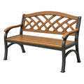 Gartenbank 123 x 60 x 85 cm Holz und Metall Braun Schwarz mit Armlehnen