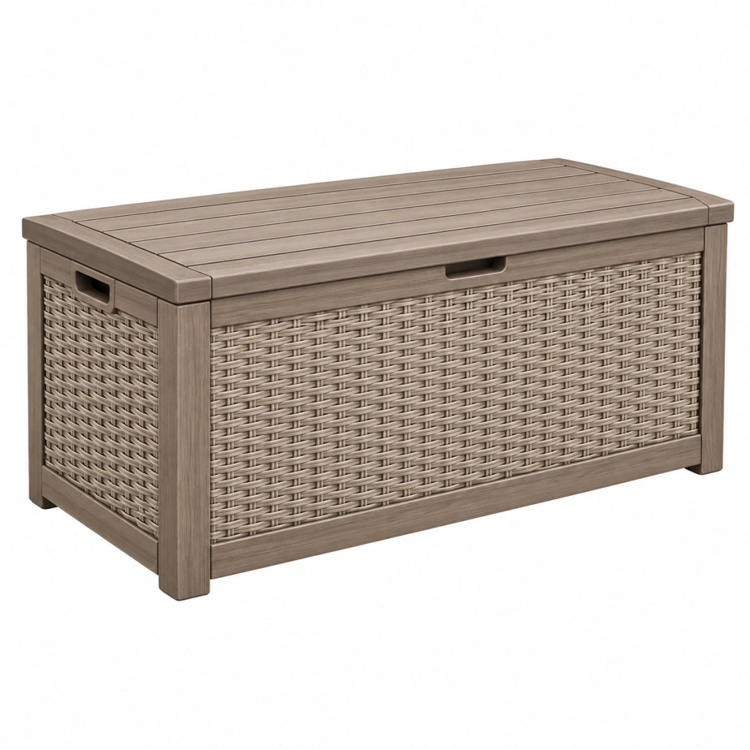 Aufbewahrungsbox 120 x 55 x 60 cm Kunststoff Taupe für den Außenbereich mit Deckel